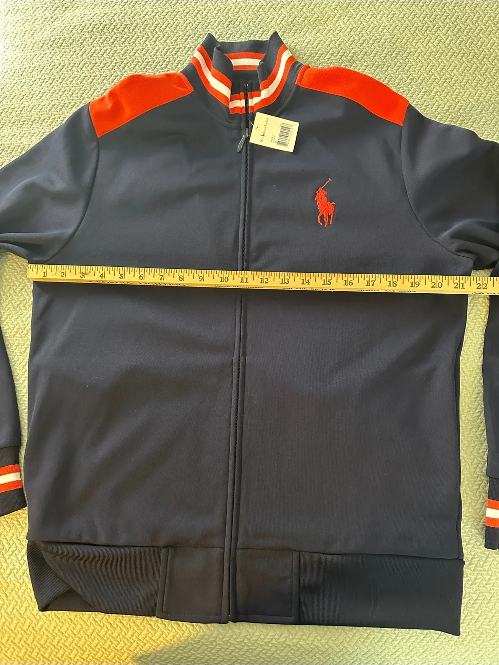 Polo Ralph Lauren Men M Tennis Full Zip Track Jacket Navy Red Big Pony New